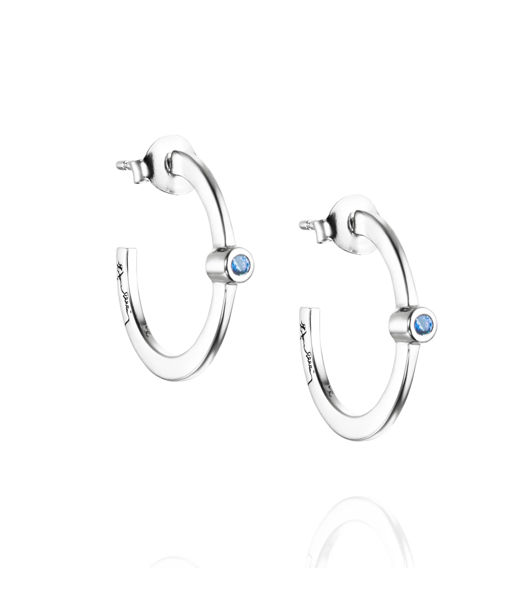 Silverörhängen Micro Blink Hoops - Blue Topaz