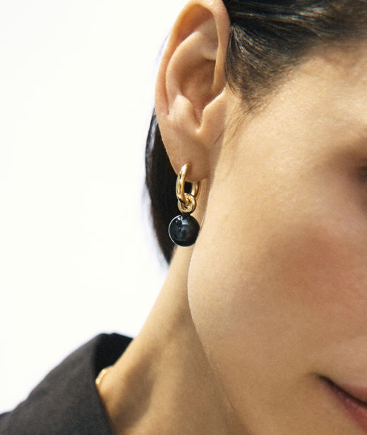 Stålörhänge Aura Hoops L Black Gold SU26