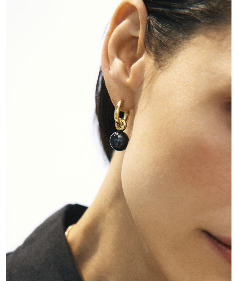 Stålörhänge Aura Hoops L Black Gold SU26