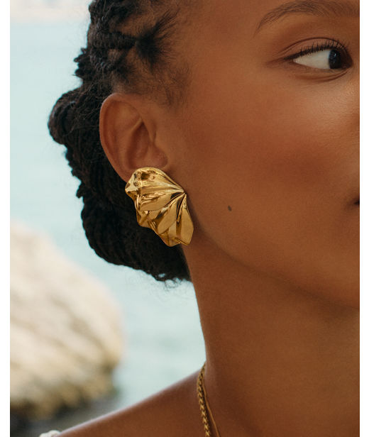 Stålörhänge Petal Studs L Gold SU26