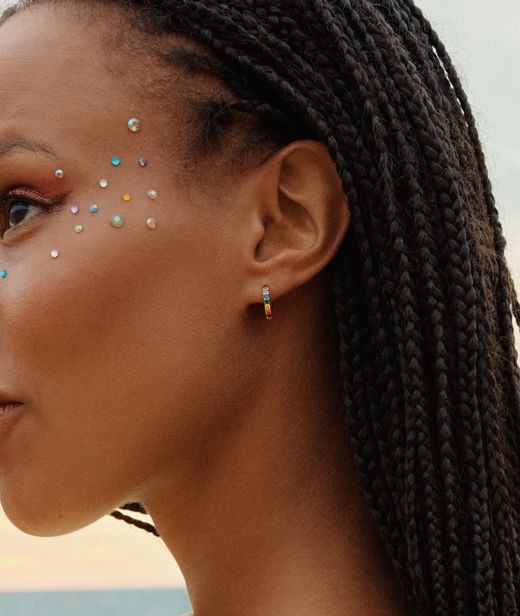 Stålörhänge Rainbow Hoops Gold SU26