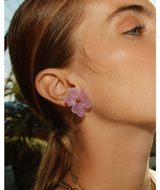 Stålörhänge Wildflower Studs Fuchsia Gold SU26