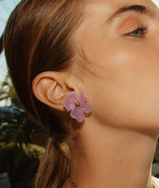 Stålörhänge Wildflower Studs Fuchsia Gold SU26