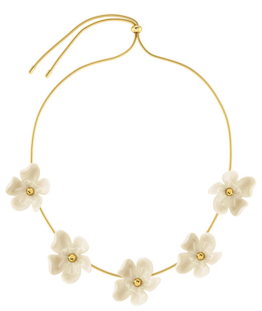 Stålhalsband Wildflower Offwhite Gold SU26