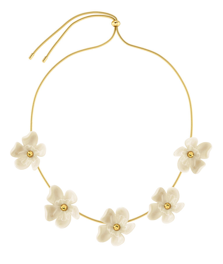 Stålhalsband Wildflower Offwhite Gold SU26
