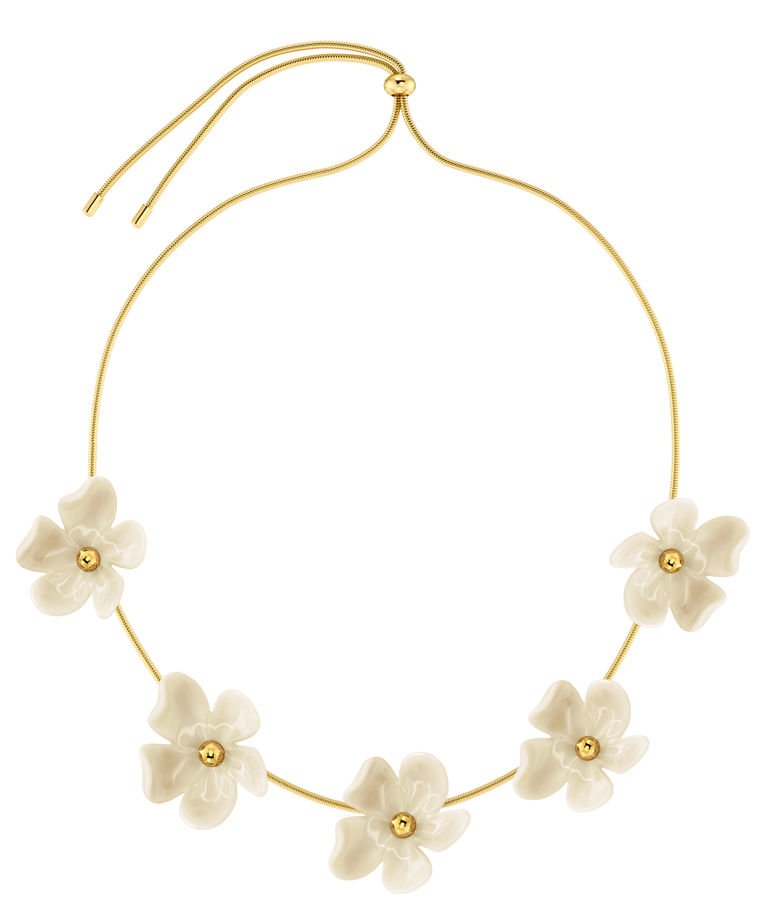 Stålhalsband Wildflower Offwhite Gold SU26