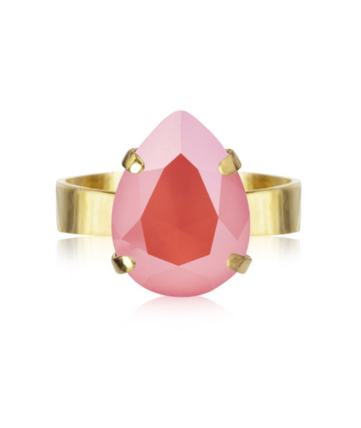 Mässingsring MINI DROP LIGHT CORAL GOLD