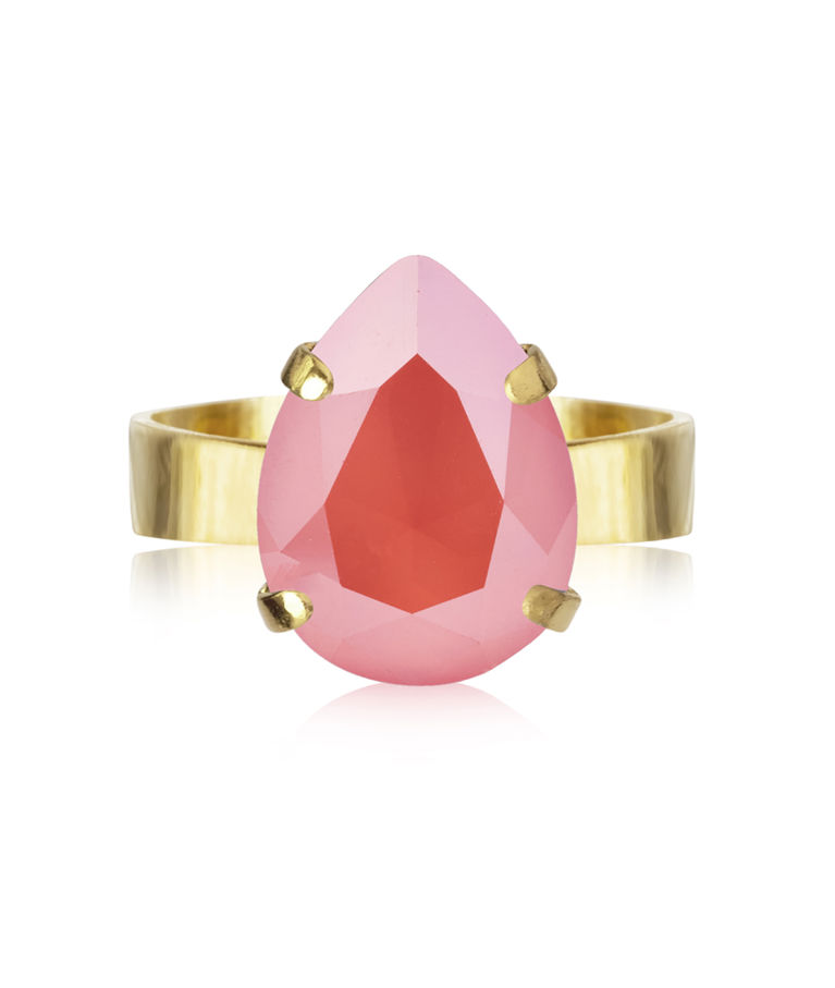 Mässingsring MINI DROP LIGHT CORAL GOLD