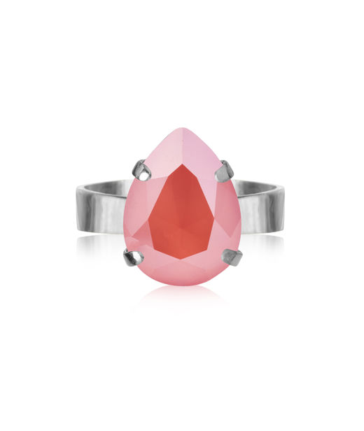 Mässingsring MINI DROP LIGHT CORAL RHODIUM