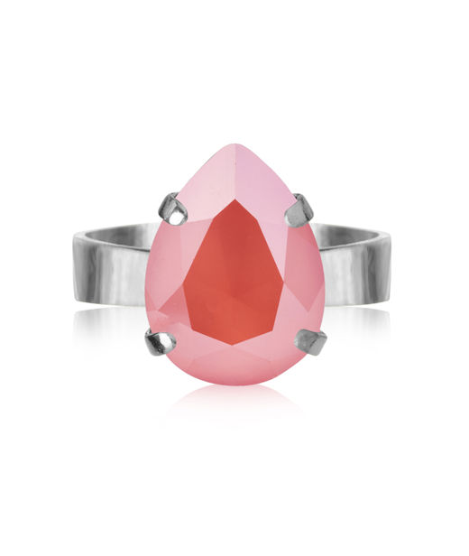 Mässingsring MINI DROP LIGHT CORAL RHODIUM