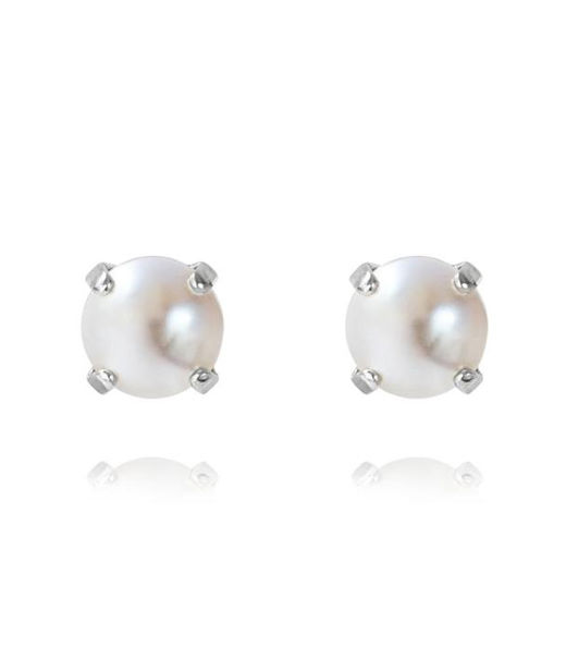 Mässingsörhängen CLASSIC STUD PEARL RHODIUM
