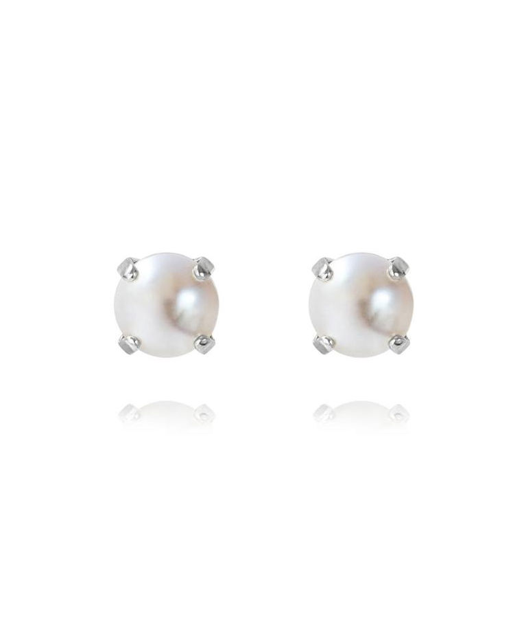 Mässingsörhängen CLASSIC STUD PEARL RHODIUM