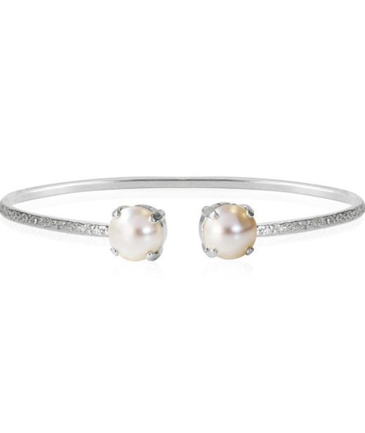 Mässingsarmband CLASSIC PETITE PEARL RHODIUM
