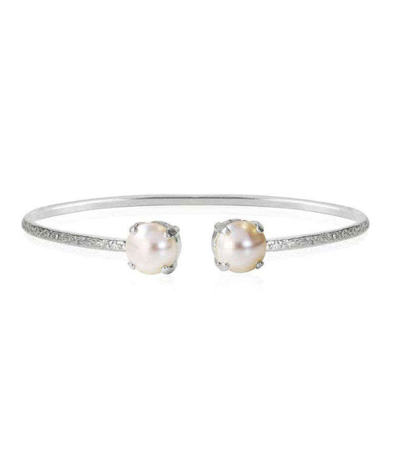 Mässingsarmband CLASSIC PETITE PEARL RHODIUM