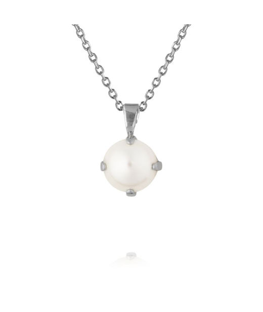 Mässingshalsband CLASSIC PETITE PEARL RHODIUM