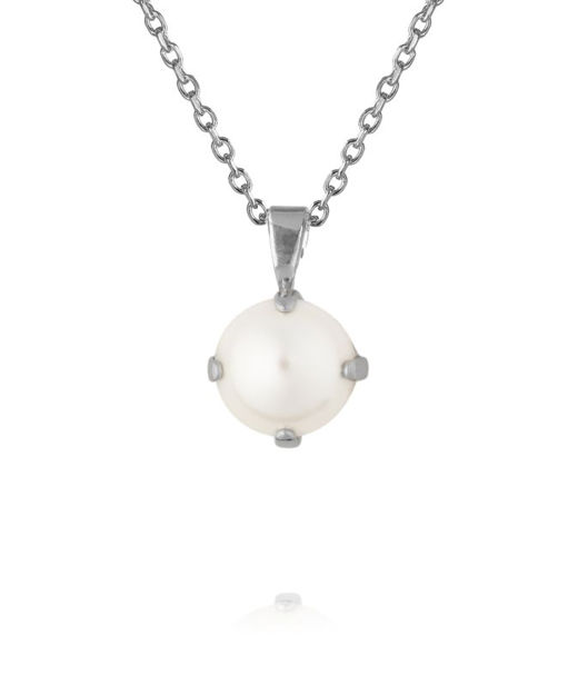 Mässingshalsband CLASSIC PETITE PEARL RHODIUM