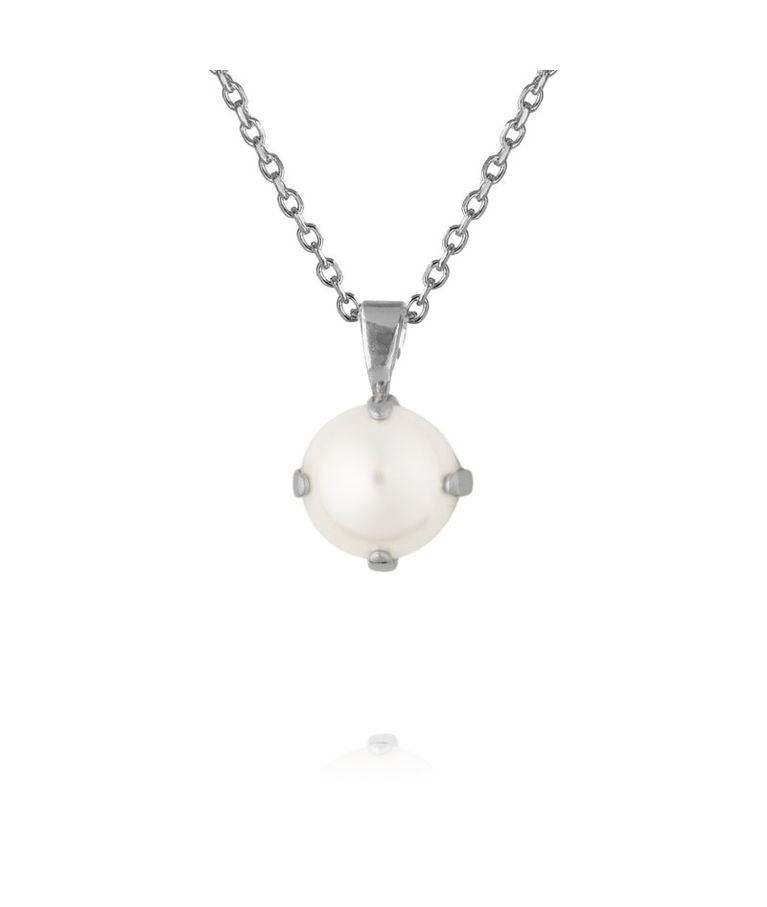 Mässingshalsband CLASSIC PETITE PEARL RHODIUM