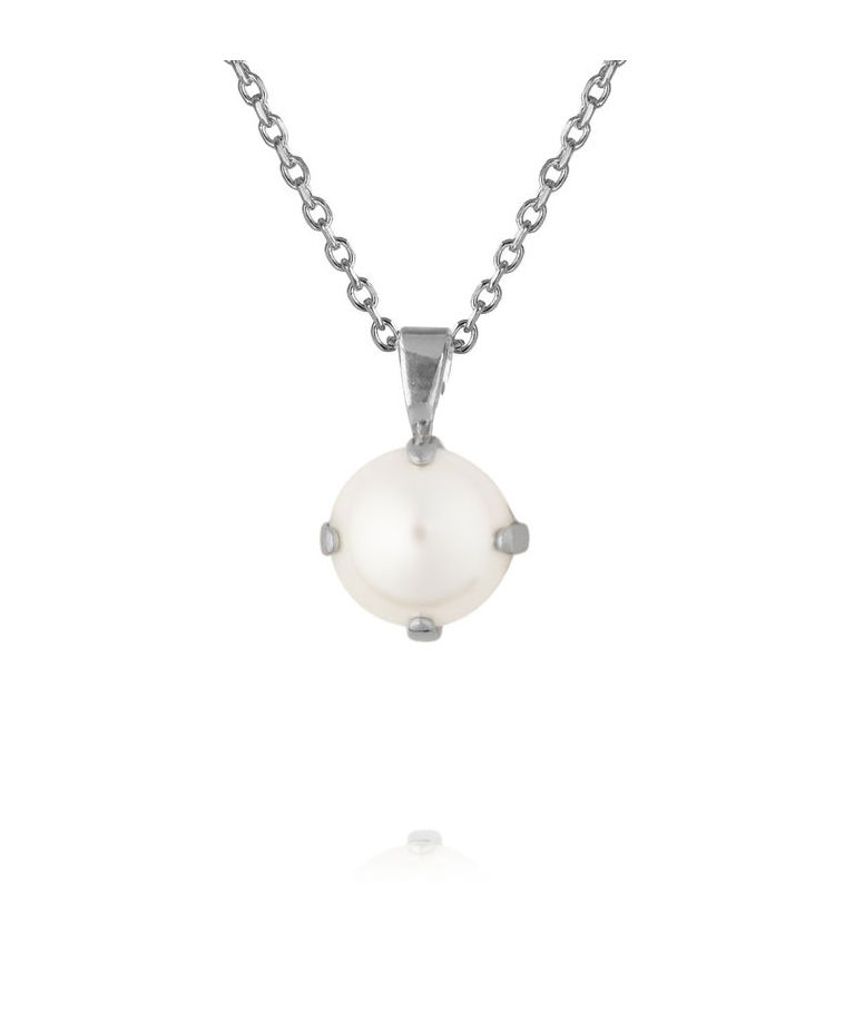 Mässingshalsband CLASSIC PETITE PEARL RHODIUM