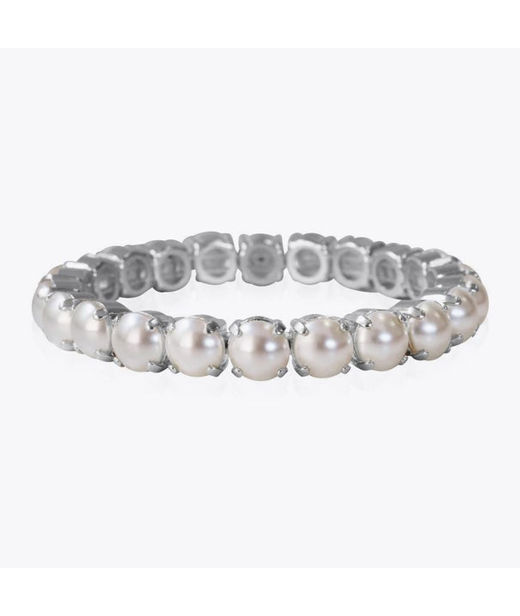 Mässingsarmband GIA STUD PEARL RHODIUM