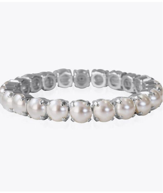 Mässingsarmband GIA STUD PEARL RHODIUM