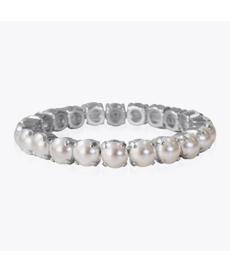 Mässingsarmband GIA STUD PEARL RHODIUM