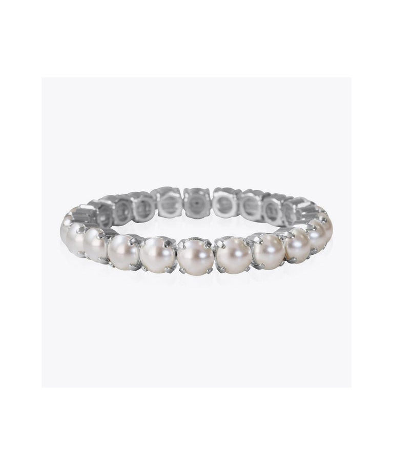 Mässingsarmband GIA STUD PEARL RHODIUM