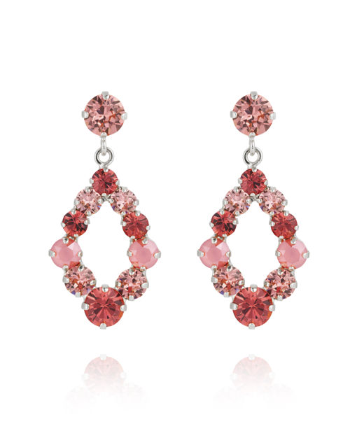 Mässingsörhängen MINI DELIA LIGHT CORAL COMBO RHODIUM