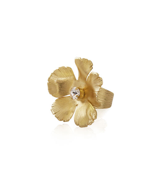 Mässingsring ANEMONE CRYSTAL GOLD