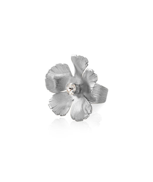 Mässingsring ANEMONE CRYSTAL RHODIUM