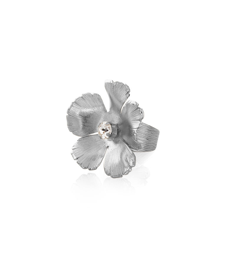 Mässingsring ANEMONE CRYSTAL RHODIUM