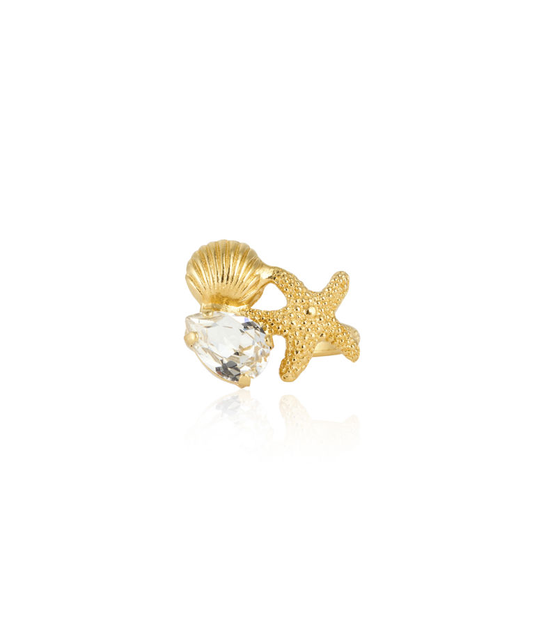 Mässingsring SEASCAPE CRYSTAL GOLD