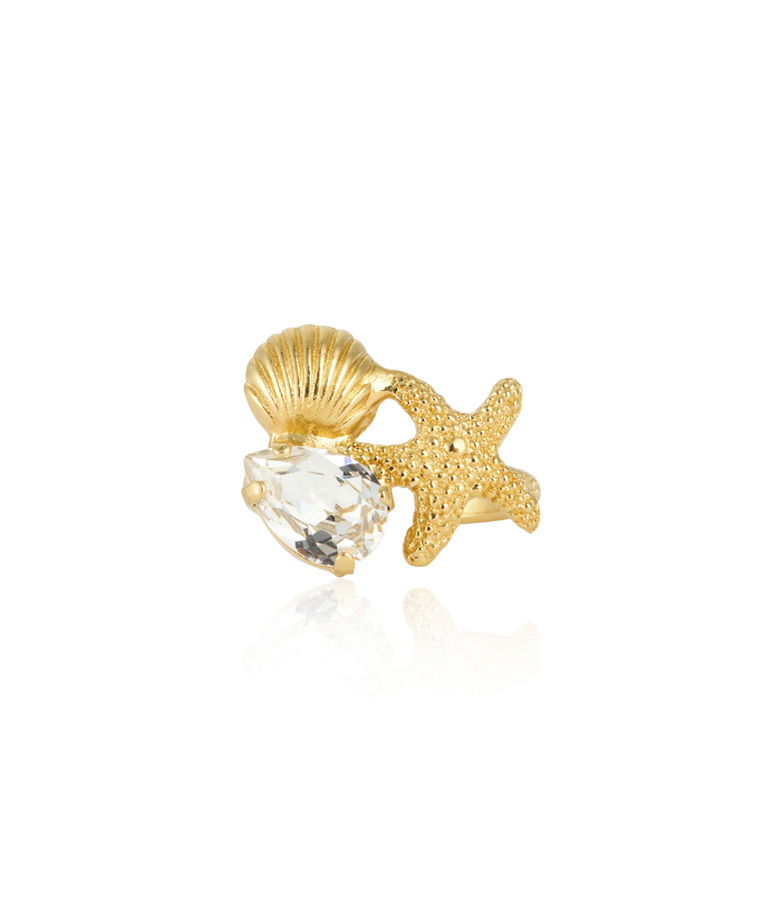 Mässingsring SEASCAPE CRYSTAL GOLD