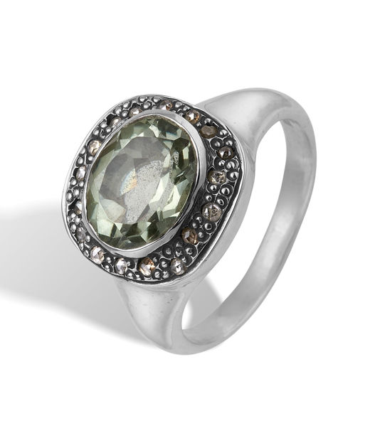 Silverring Frida Signet Pavé Green Ameth 0,26R