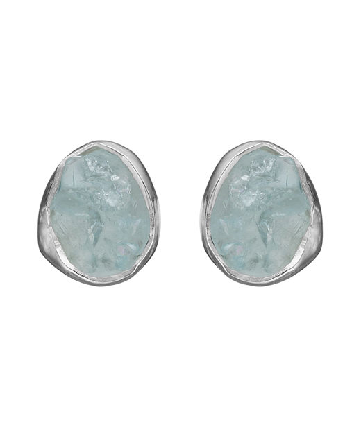 Silverörhängen Siv Raw Aqua Silver