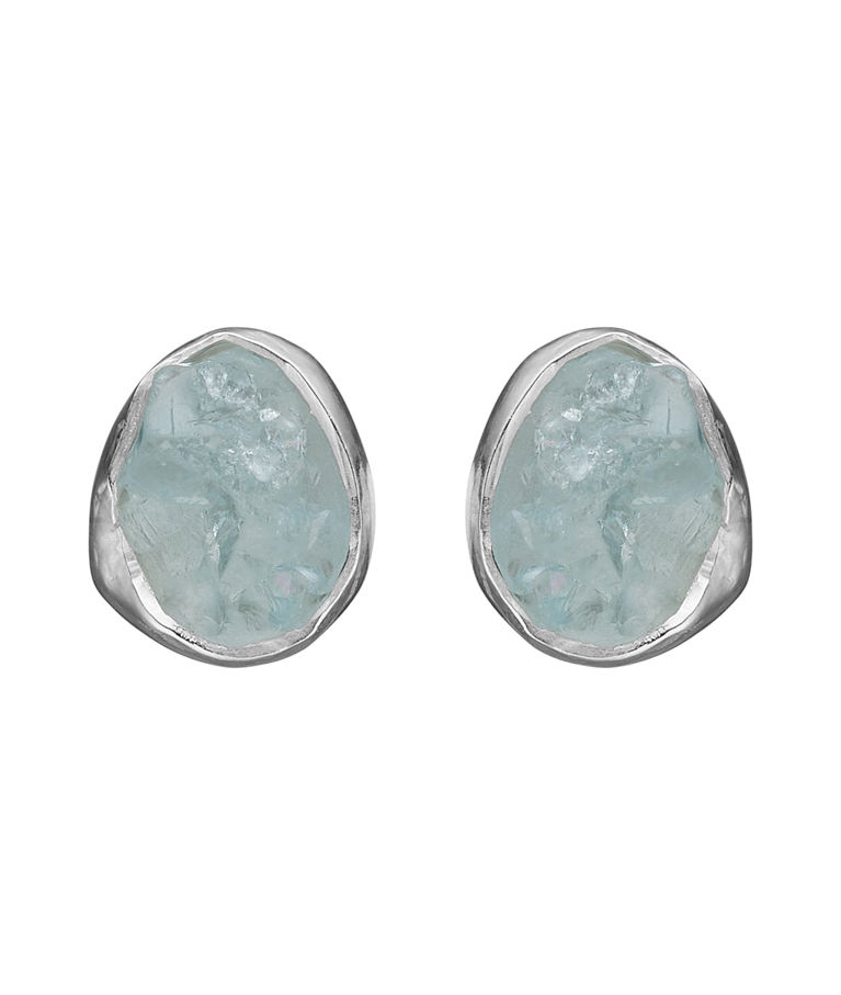 Silverörhängen Siv Raw Aqua Silver