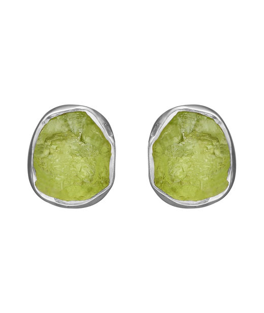 Silverörhängen Siv Raw Peridot Silver