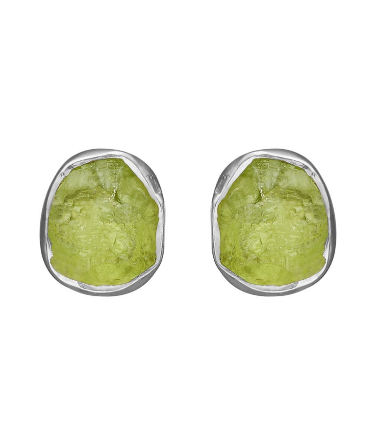 Silverörhängen Siv Raw Peridot Silver