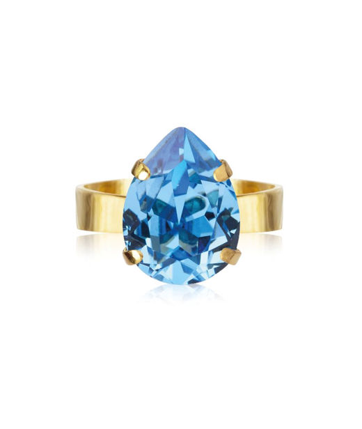 Mässingring Mini Drop Recreated Iceblue gold