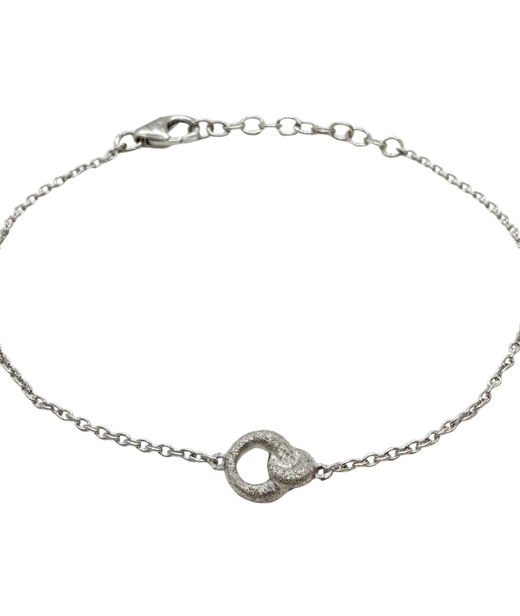 Silverarmband Small Heart Knot rhodium