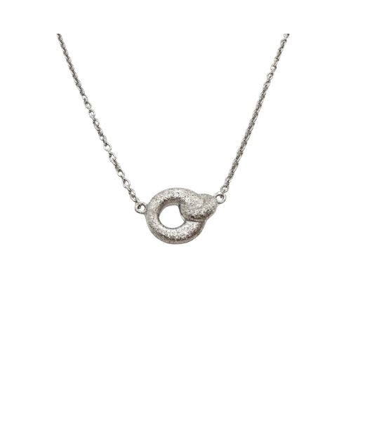 Silverhalsband Heart Knot rhodium