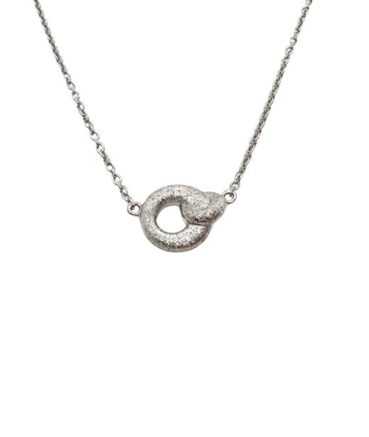 Silverhalsband Heart Knot rhodium