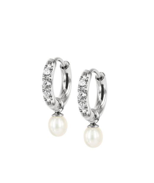 Stålörhängen PRINCESS Hoops YOUNG Steel/Pearl