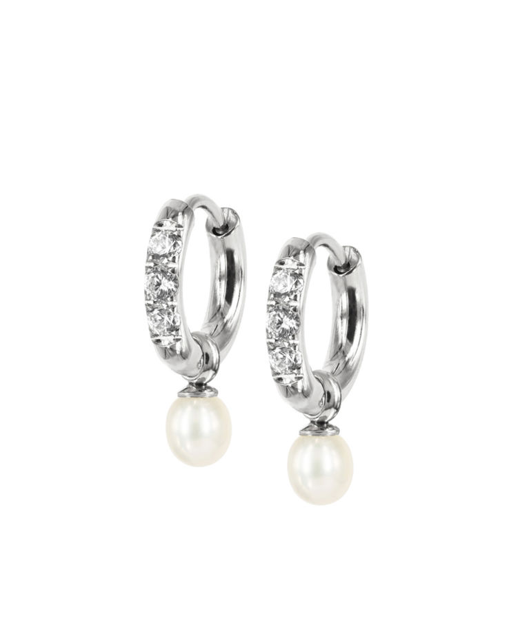 Stålörhängen PRINCESS Hoops YOUNG Steel/Pearl