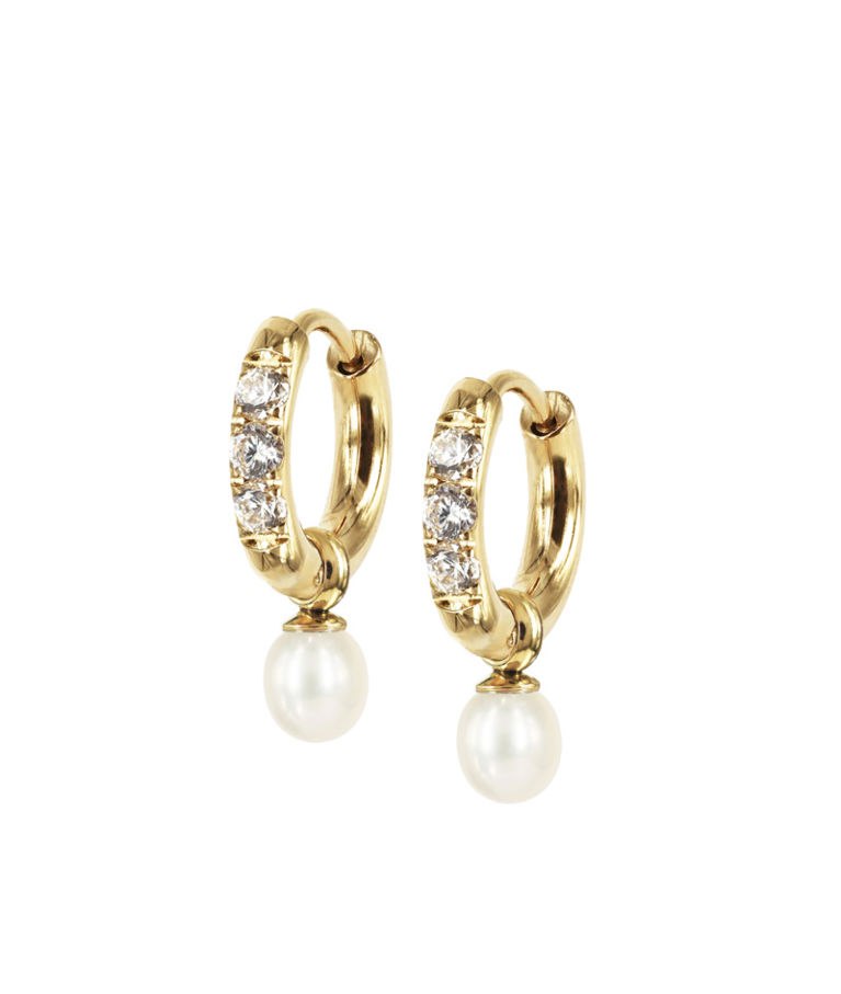 Stålörhängen PRINCESS Hoops YOUNG Gold/Pearl