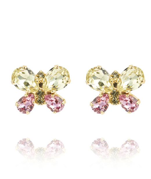 Mässingörhänge BUTTERFLY STUD JONQUIL / LIGHT ROSE GOLD
