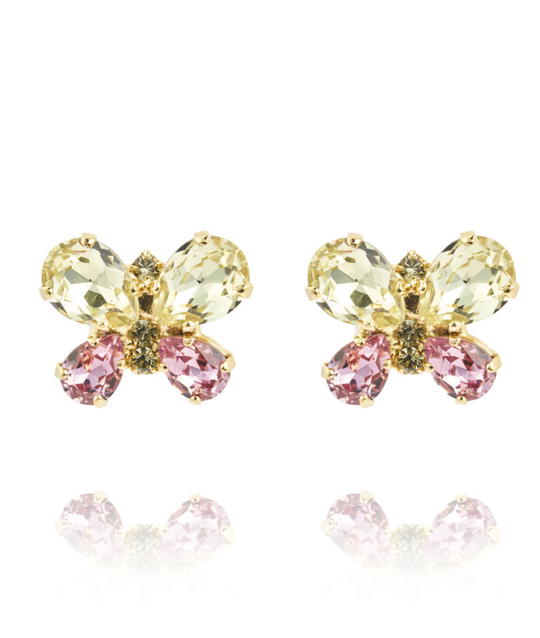 Mässingörhänge BUTTERFLY STUD JONQUIL / LIGHT ROSE GOLD