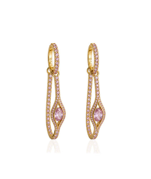 Mässingsörhängen ELECKTRA SPARKLE EYE HOOP Gold/Pink