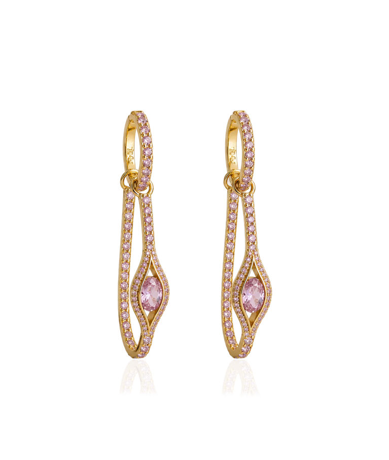 Mässingsörhängen ELECKTRA SPARKLE EYE HOOP Gold/Pink