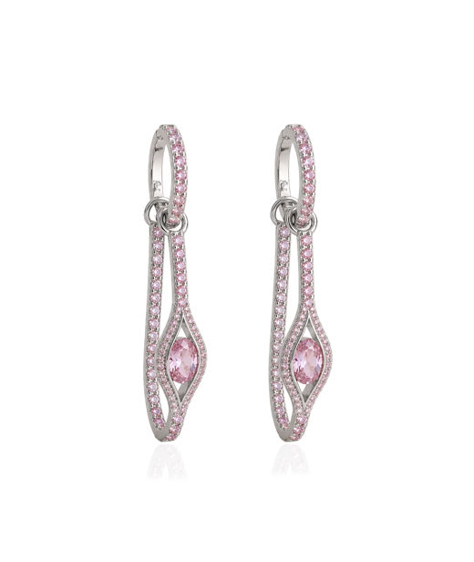 Mässingsörhängen ELECKTRA SPARKLE EYE HOOP Silver/Pink