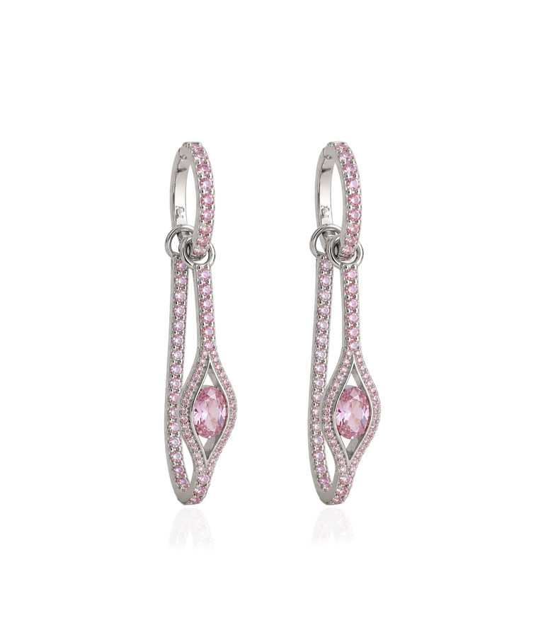 Mässingsörhängen ELECKTRA SPARKLE EYE HOOP Silver/Pink